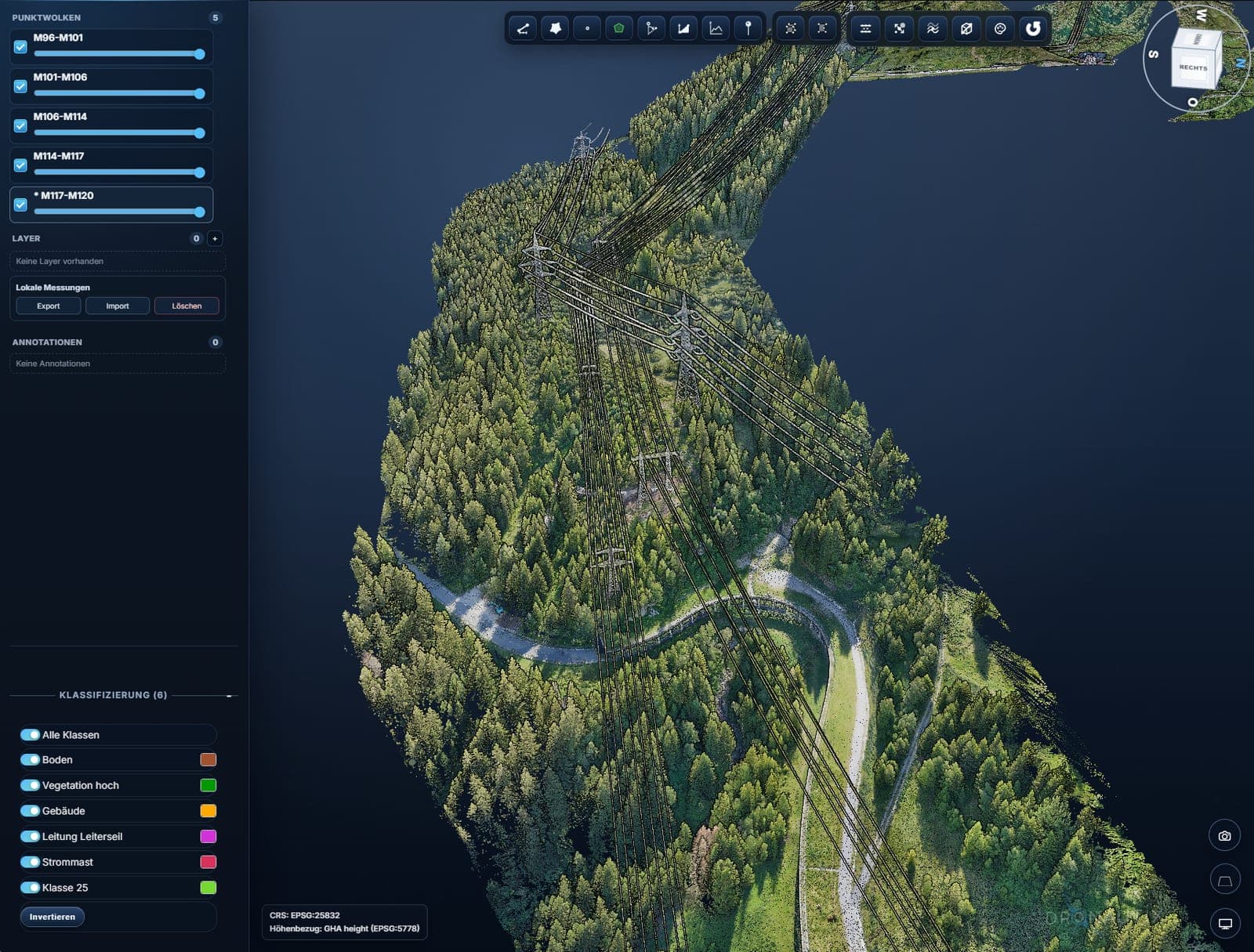 Visura Punktwolkenviewer mit klassifizierter Punktwolke