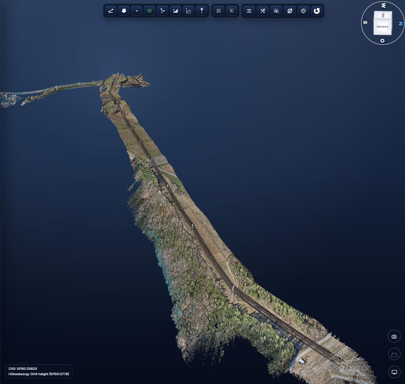 Freileitungstrasse als georeferenzierte Punktwolke
